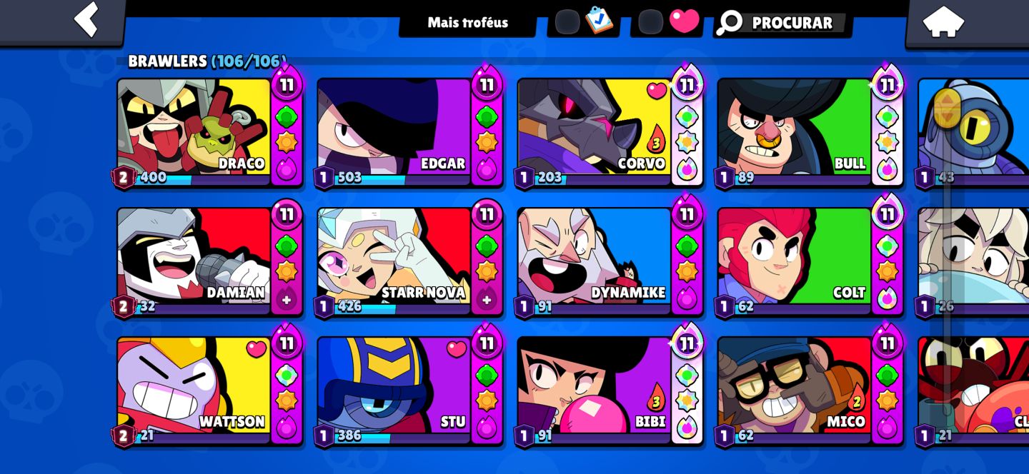 Conta brawl stars antiga e com muitos itens de colaborações