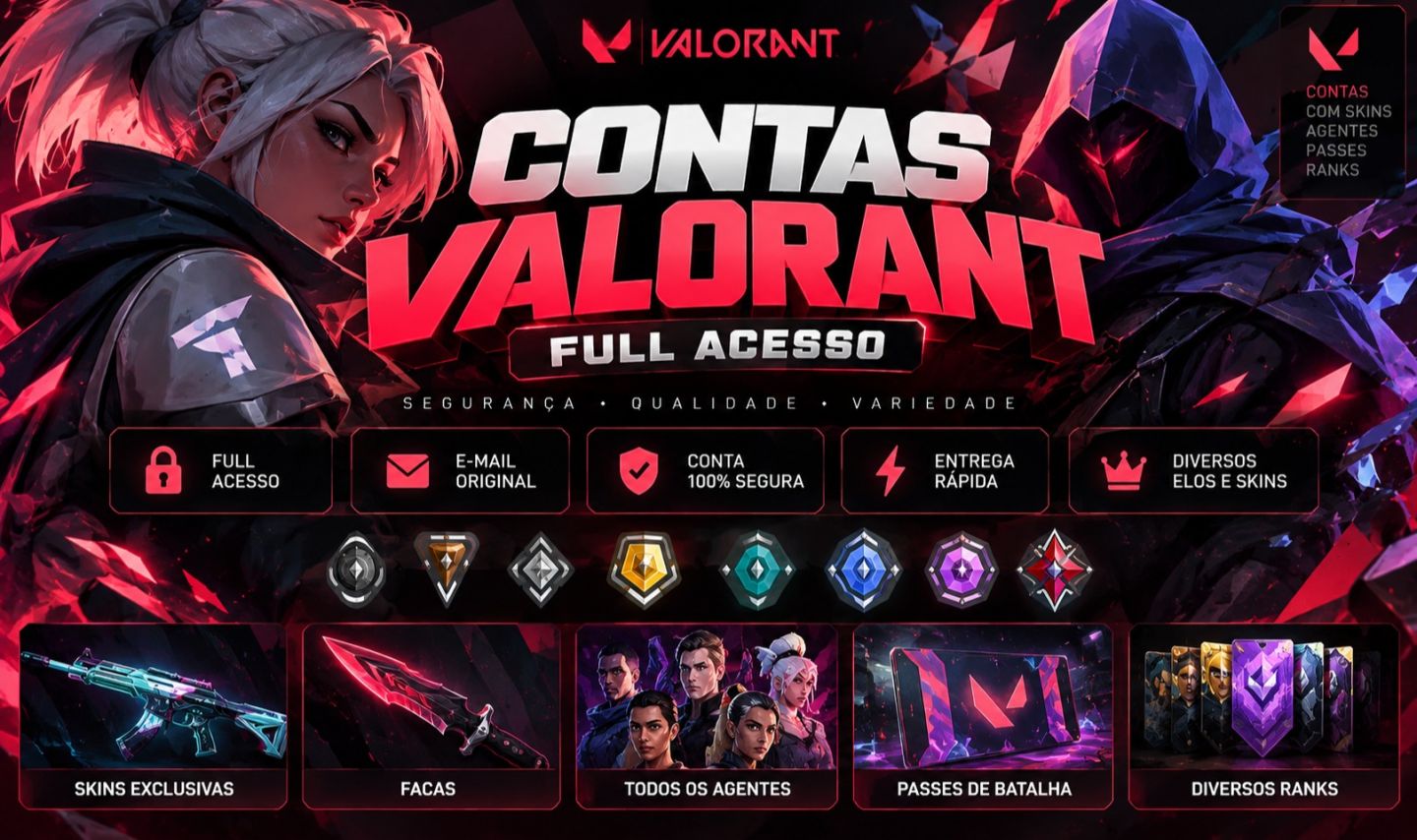 Conta Valorant Full Acesso Prime, Reaver, Glitchpop,