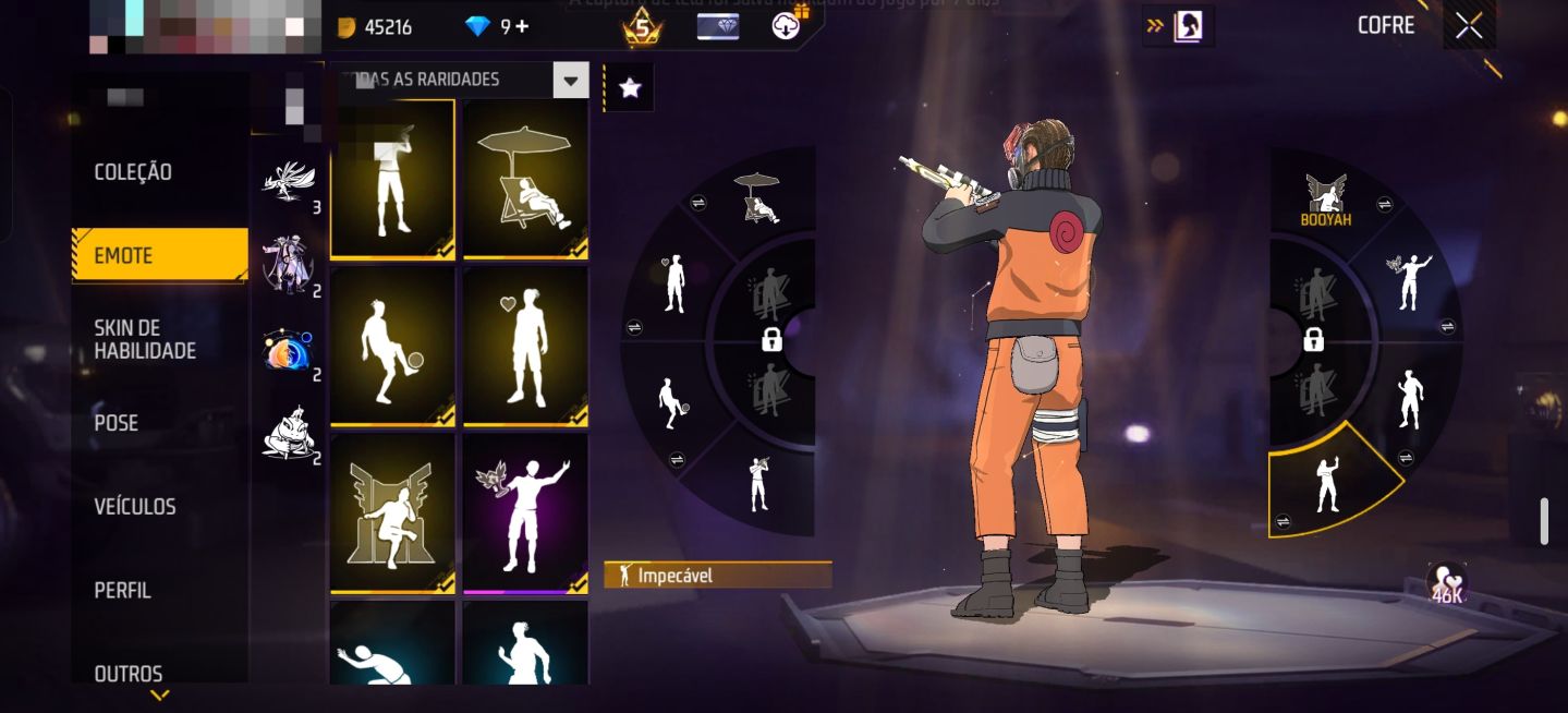 Conta freefire com todas as skins da primeira parte naruto
