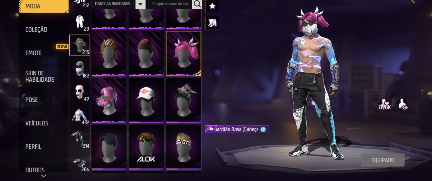 Conta de Free Fire muito rara, cm muitas skins raras