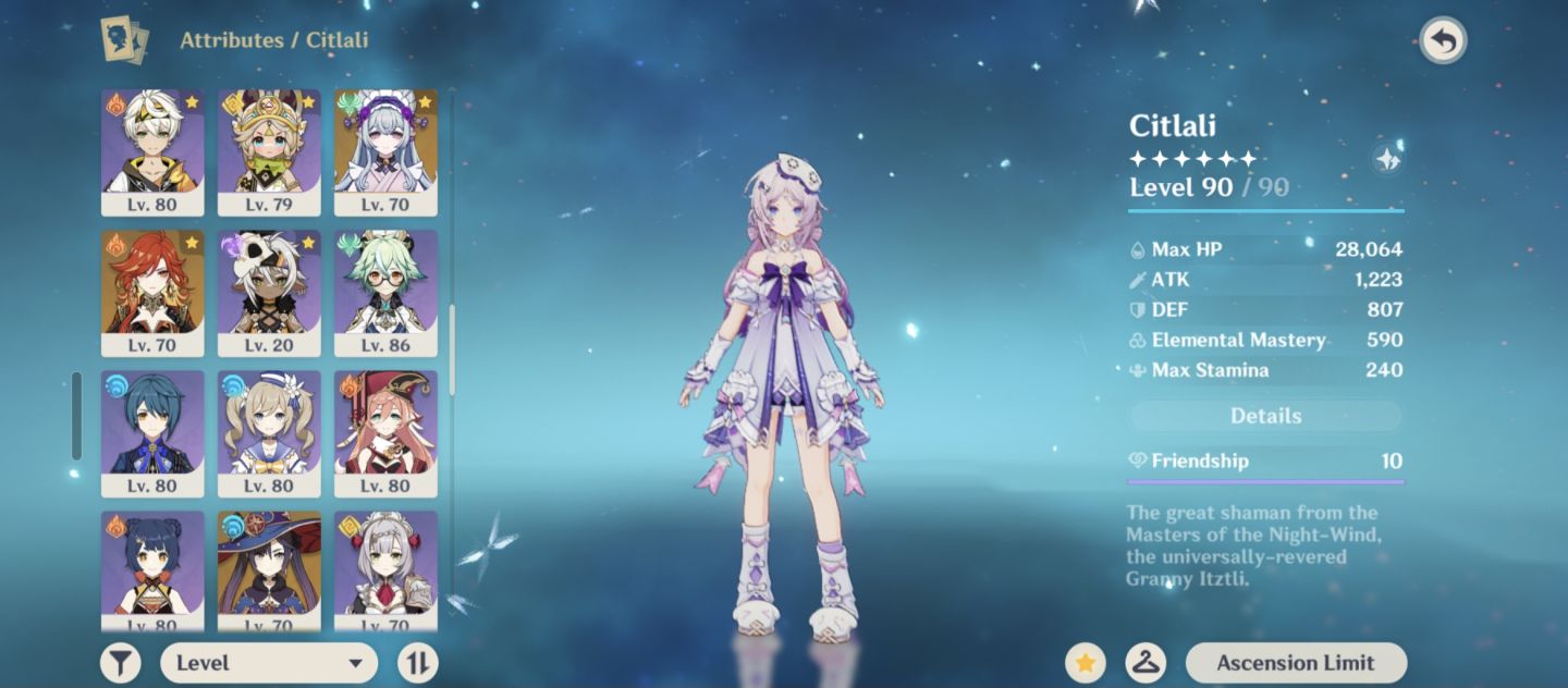 CONTA GENSHIN ENDGAME MAVUIKA + FURINA + CITLALI + SKINS
