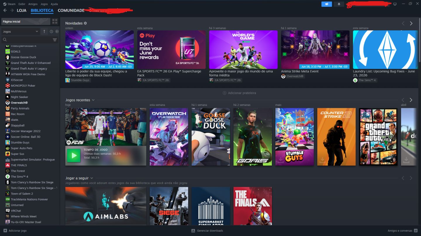 Conta Steam com diversos jogos