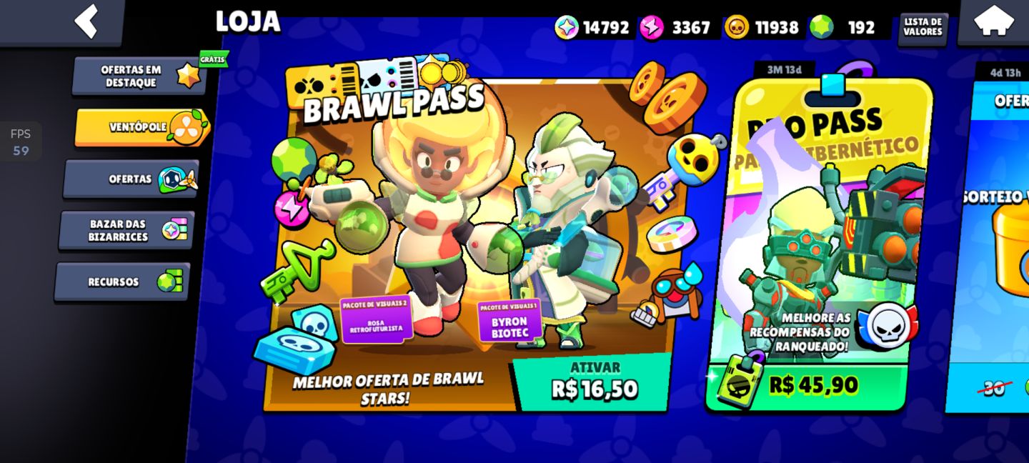 Conta Brawl Stars 2019 | 58K Troféus | Todos os Brawlers |+200 Skins.Negociável