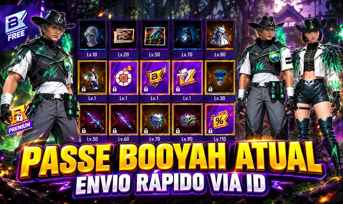 PASSE BOOYAH PREMIUM | VIA ID | FREE FIRE | + BARATO