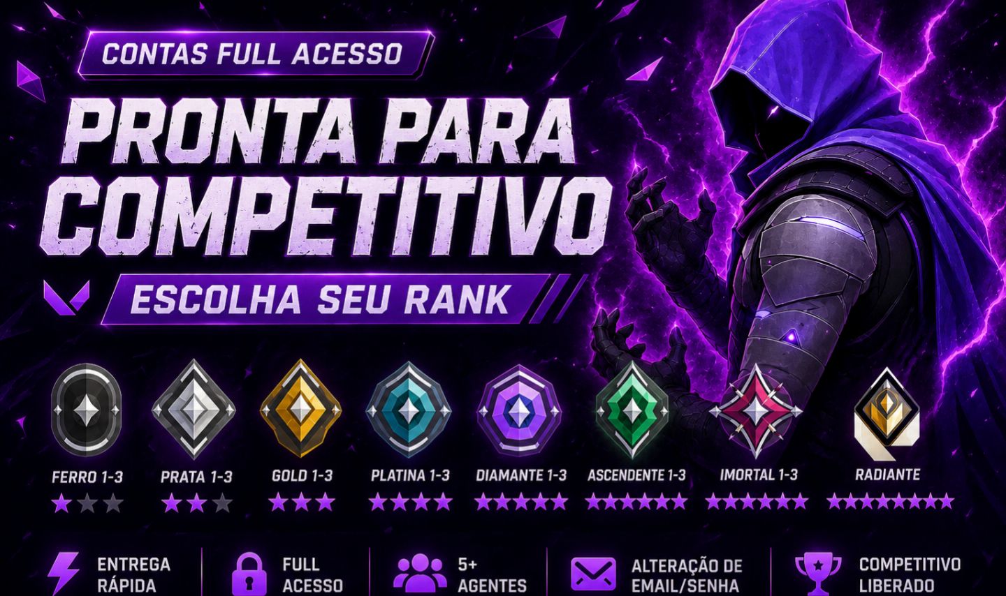 CONTA SMURF VALORANT FULL ACESSO ESCOLHA SEU RANK IDADE VERIFICADA!!!!