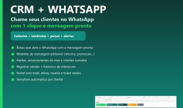 CRM EXCEL COM BOTAO DE WHATSAPP - GESTAO DE CLIENTES + MACRO VBA [AUTOMATICA]