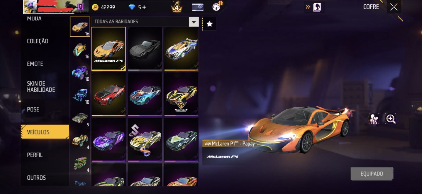 Conta FF 2020 gemada, possui diversas skins raras.