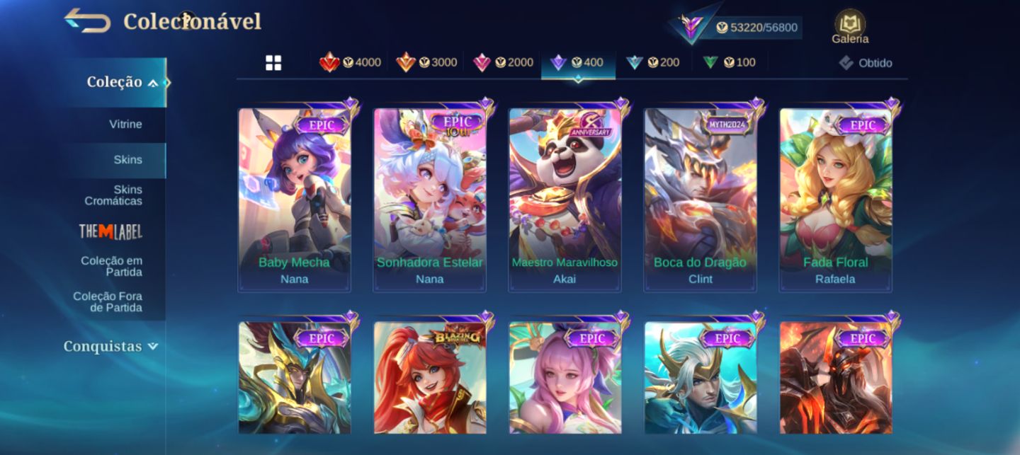 CONTA MOBILE LEGENDS | ESPECIAIS E COLEÇÃO VARIADA