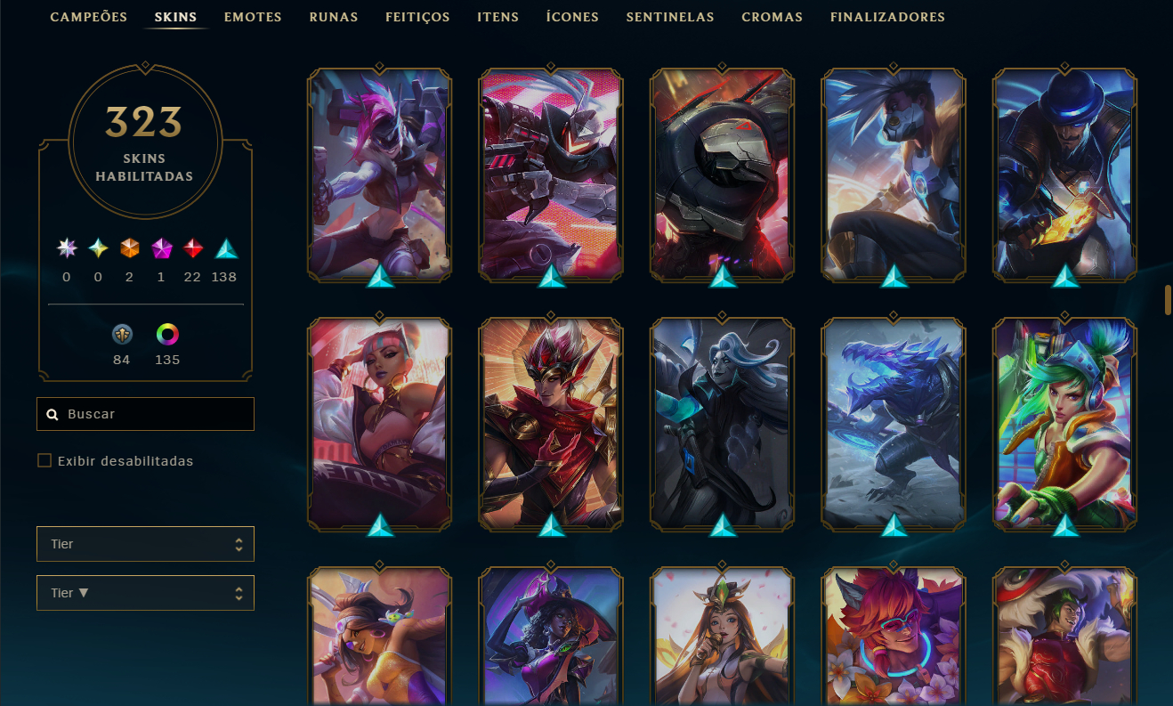 Conta LoL 2013 | ALL CHAMPS | 323 Skins (2 Ultimate) | 136 Cromas + valorant