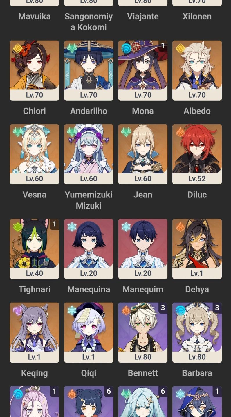 Conta com Flins,columbina, nefer,nahida,neuvillete,vesna e +!