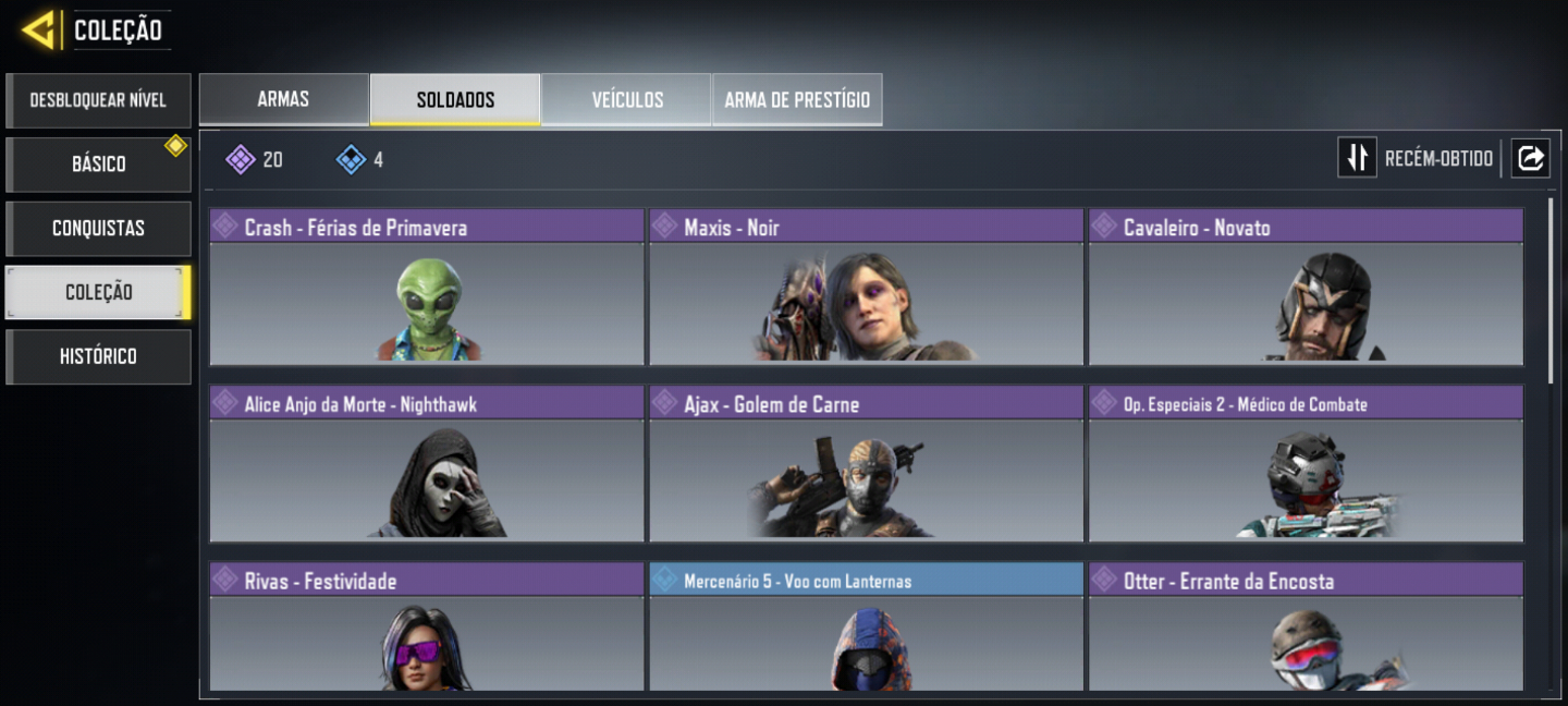 Conta cod mobile com varias skins
