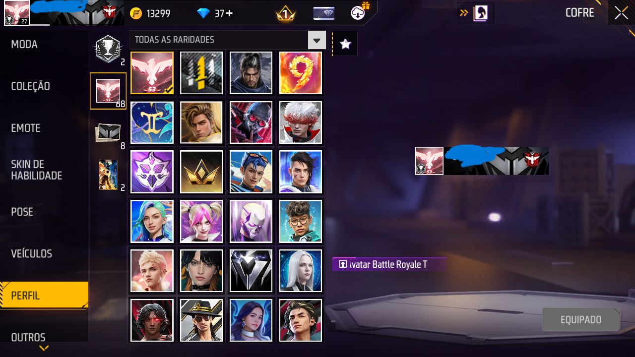 CONTA FREE FIRE MESTRE MODO RANK COM SKIN INOCENCIA E ECLIPSE E ENTRADA