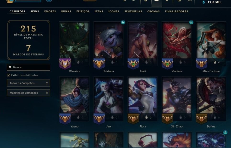 Conta com algumas skin, boa para subir de elo