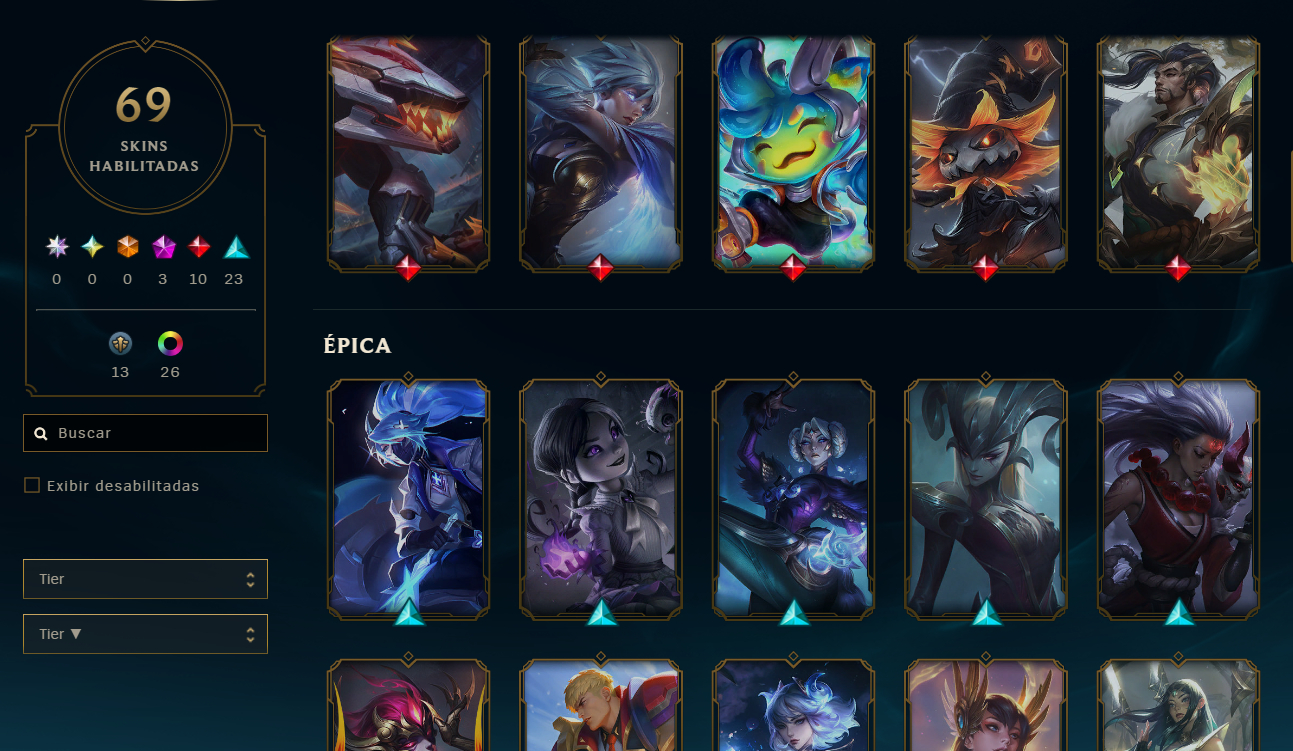 Conta com 69 skins excelente pra upar