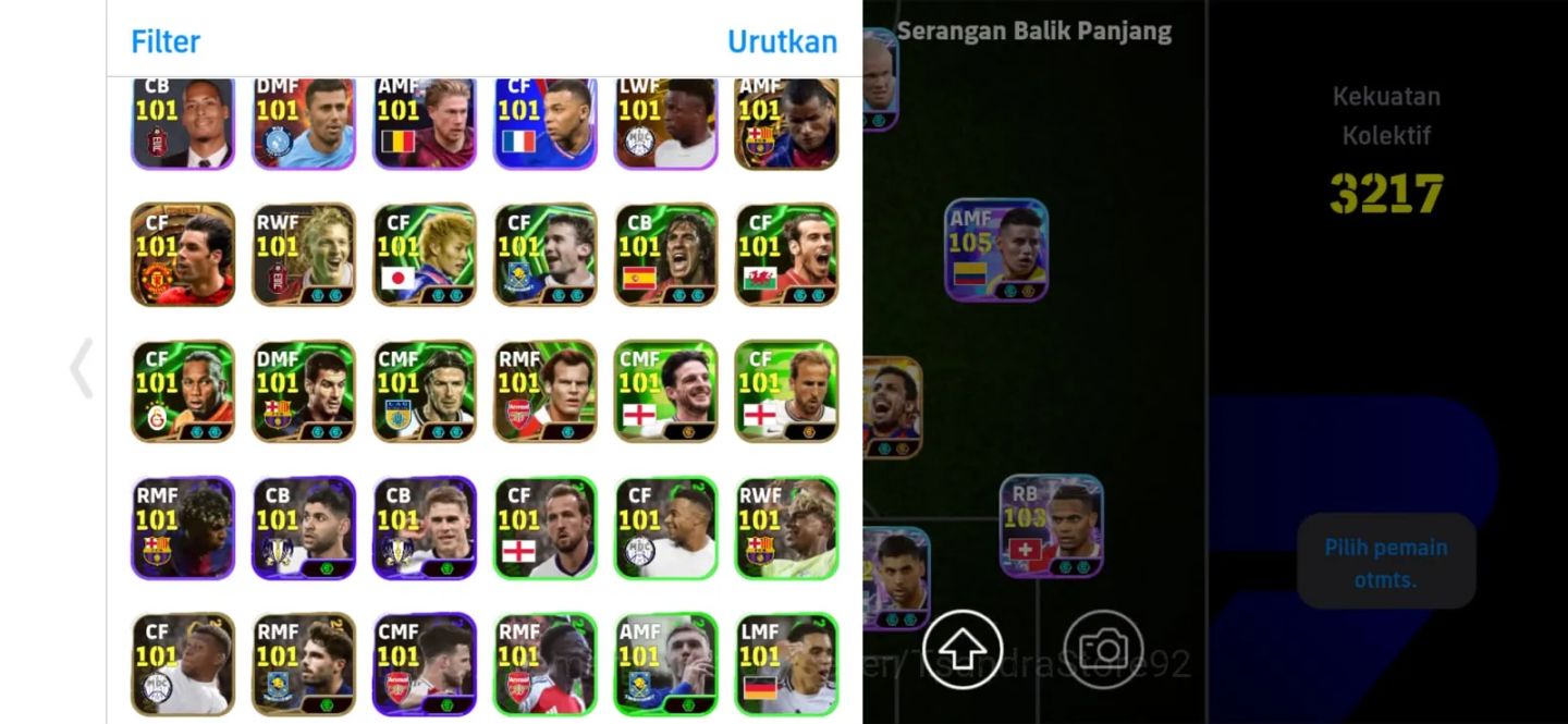 CONTA TOP EFOOTBALL 3217 FC RODRI 107 + HAALAND 106 +MATTHÄUS 105 + BECKENBAUER