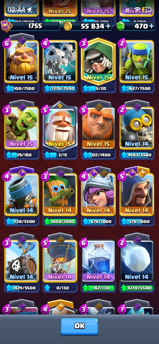 Conta Clash Royale + Clash of Clans | 10 Anos | 16 Evoluções | Rei 16 | CV13
