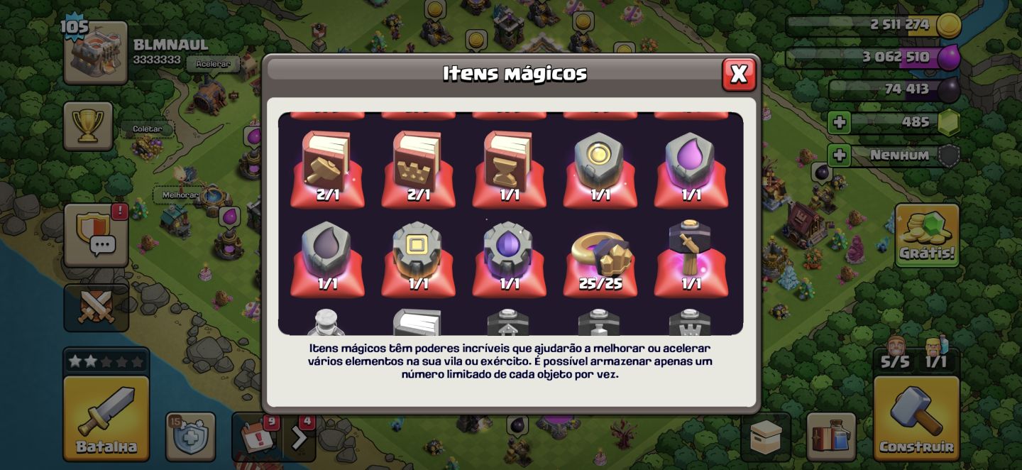 Conta de clash of clã cv11 Full no máximo, cheio de itens mágicos