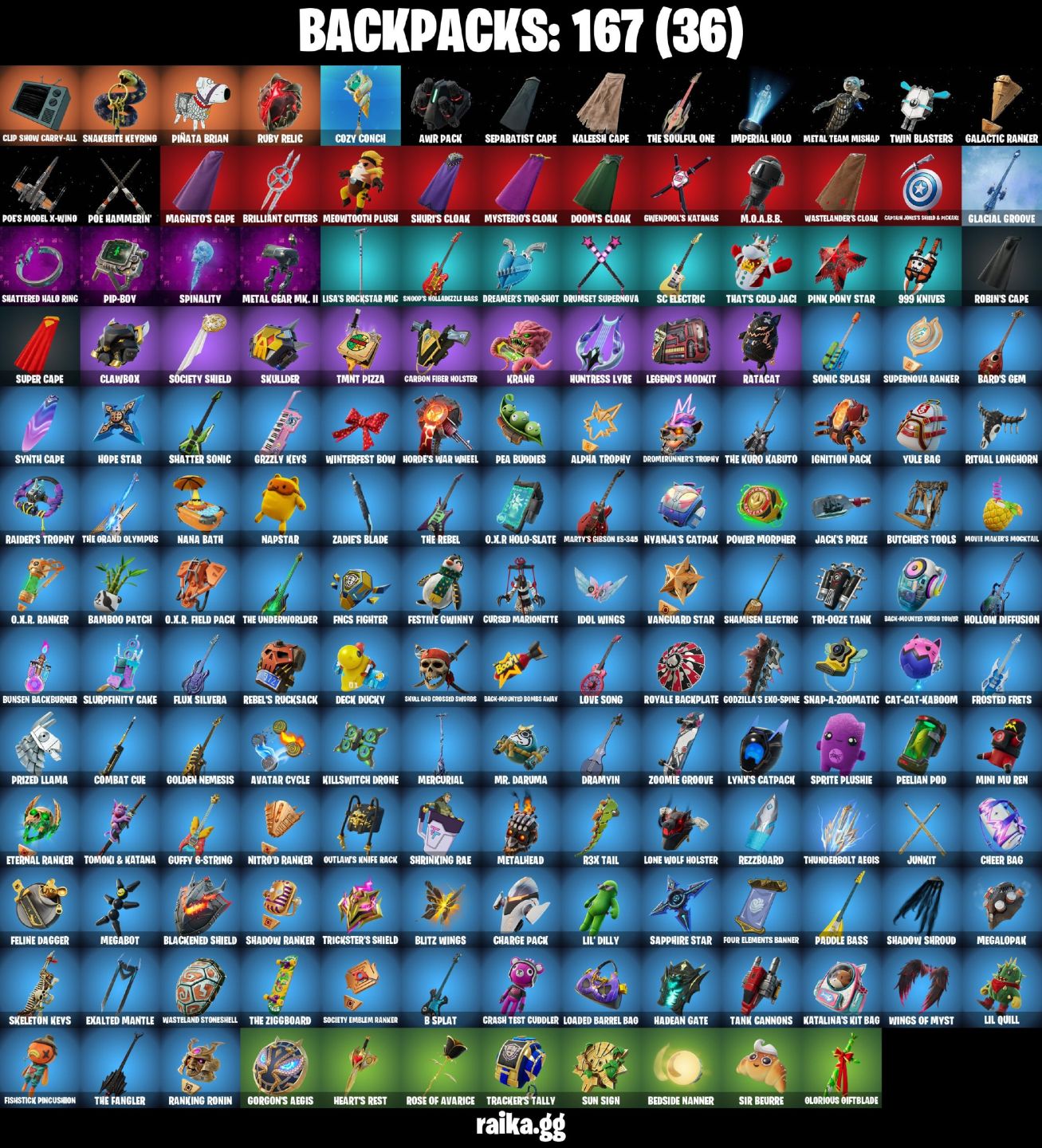 88 Skins - cobalt snowfoot, peter griffin, gwenpool, war machine, 50 vbucks