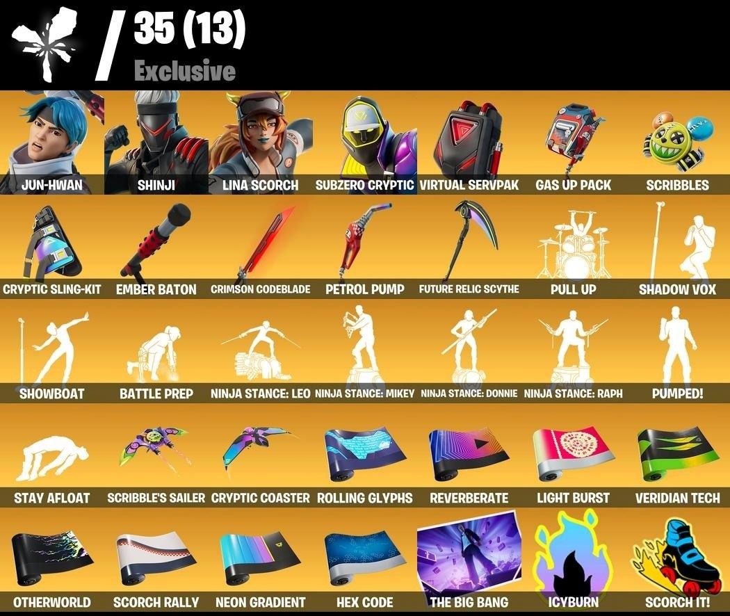 Conta Fortnite com muitas skins e items especiais.