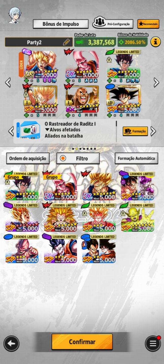 Novo vegito com 3 estrelas vermelhas já com equipe