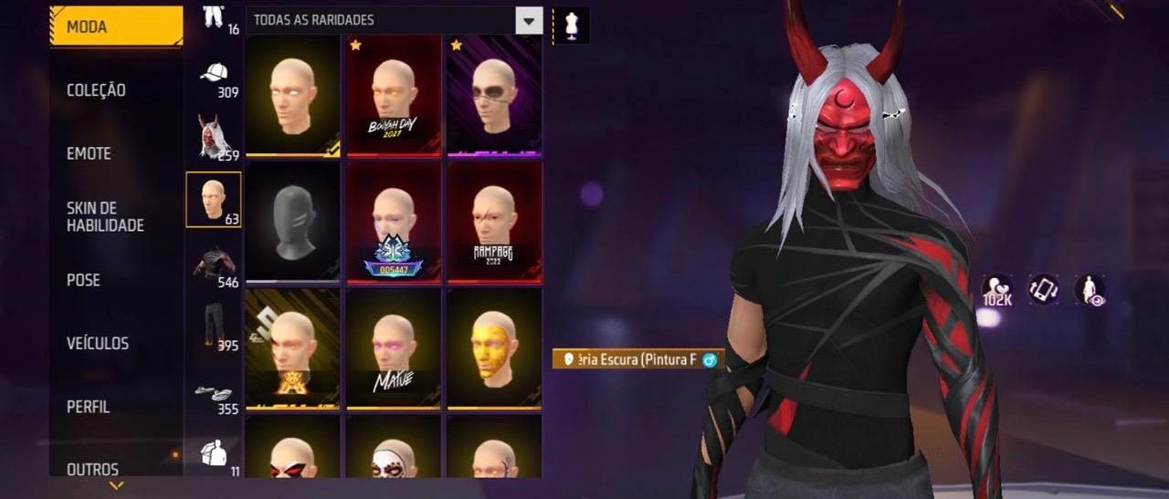 Minha conta de Free Fire gemada