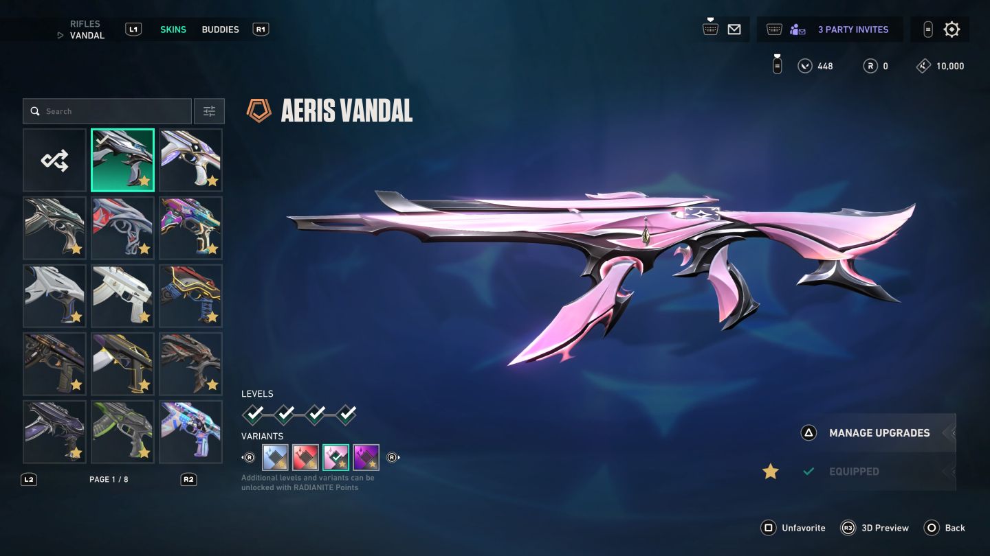 Conta radiante cheia de skins para ir embora logo