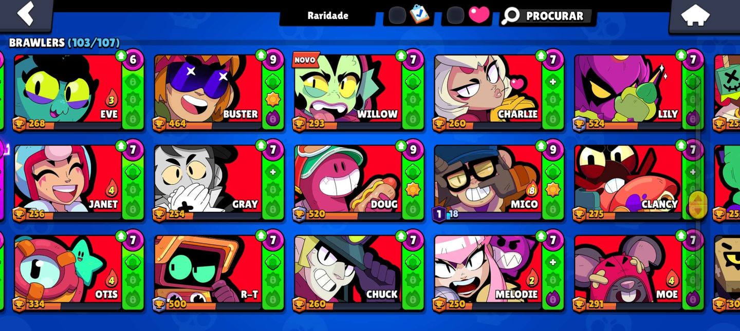 Brawl Stars 50K | 103 Brawlers | 240 SKINS | 13 Lendários | 54 Hipercargas