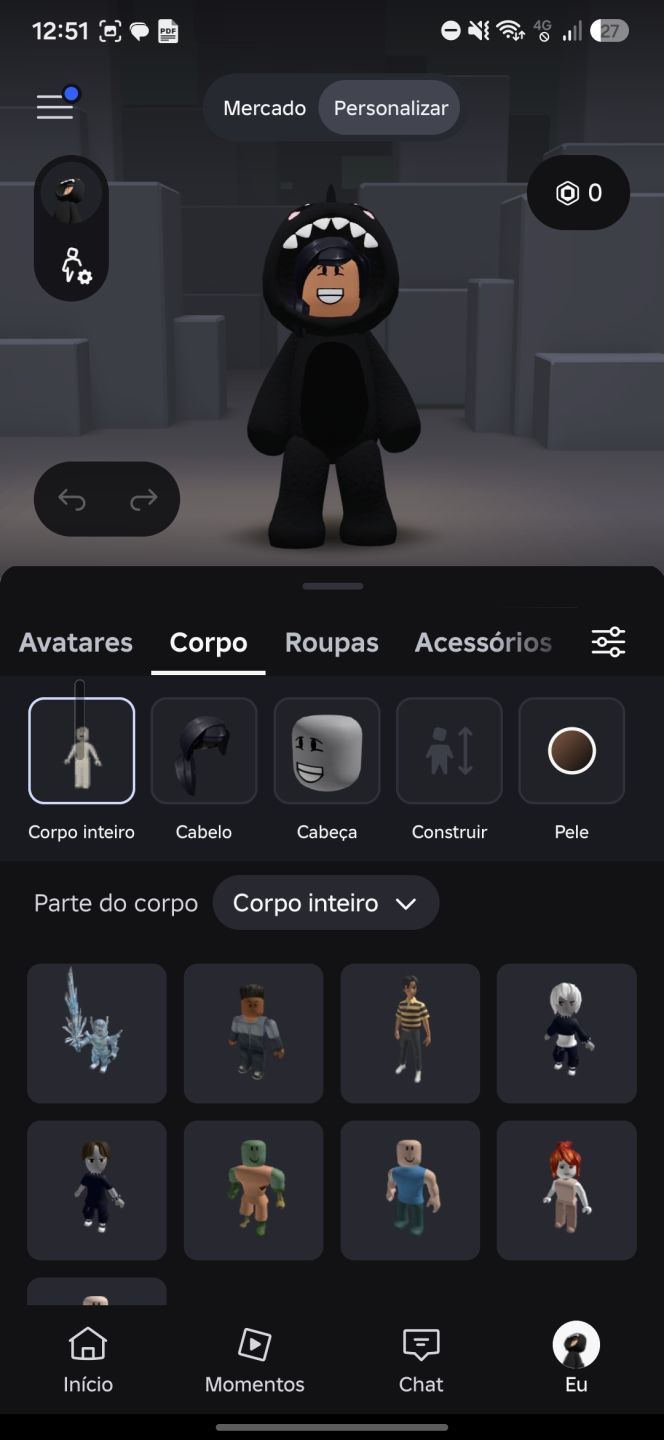 Conta Roblox Com Avatar de Gelo e Zombie com Passes no brookhaven e em outros jg