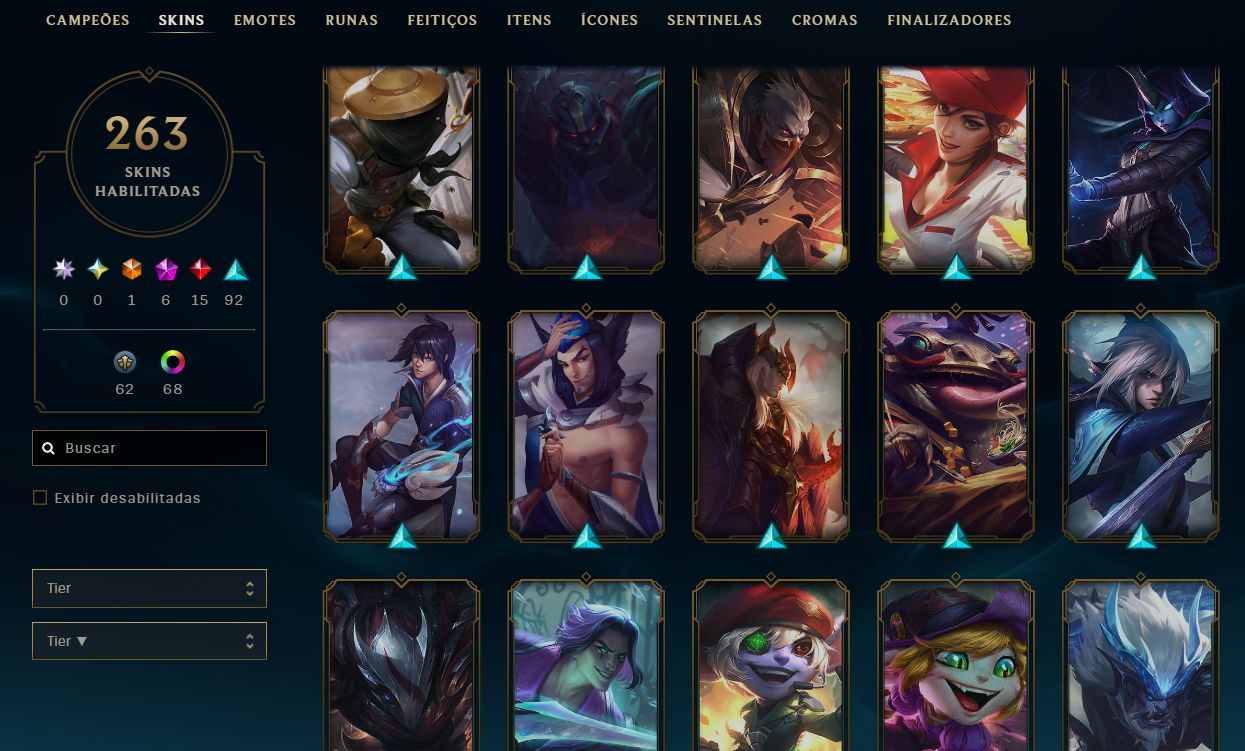 CONTA LEAGUE OF LEGENDS - 263 SKINS - ULTIMATE/MITICAS/LENDARIAS - FULL ACESSO