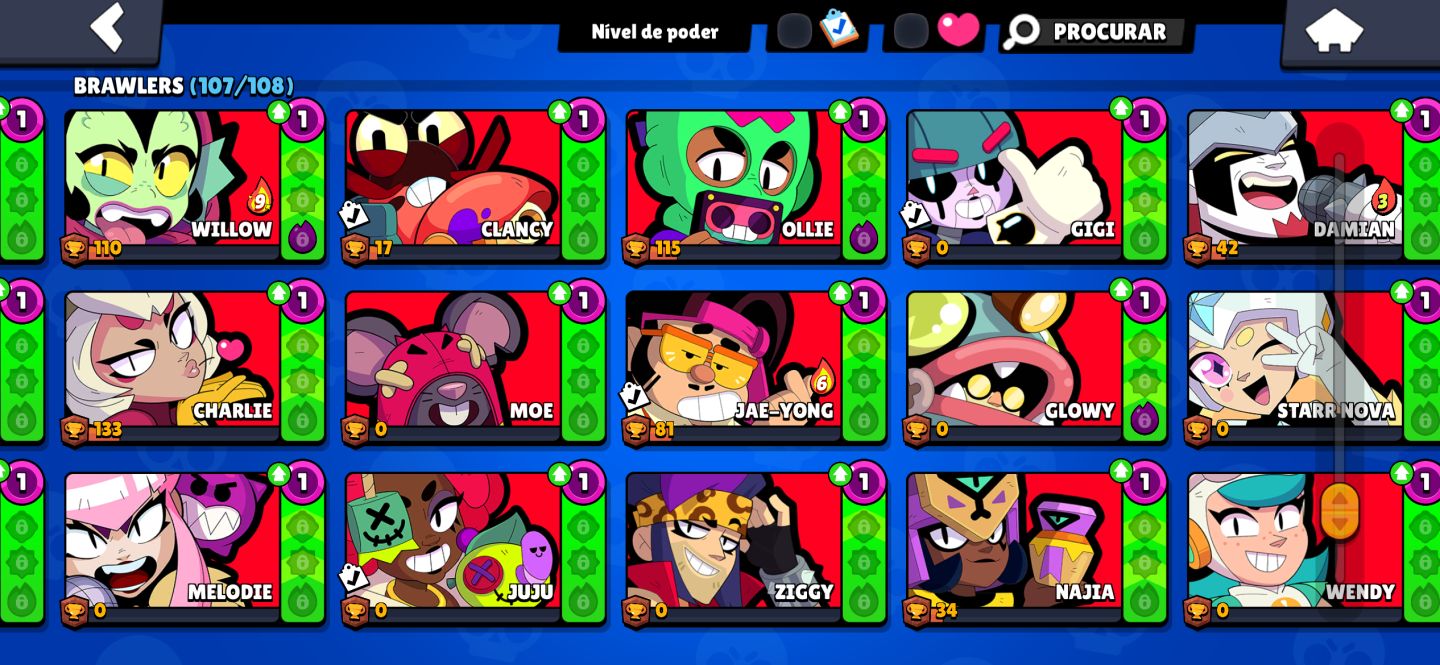 CONTA BRAWL STARS COM MUITOS PASSES E SKINS