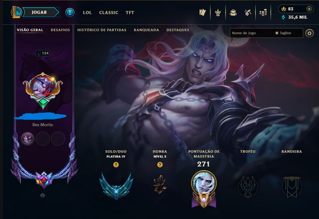 Conta de Lol com Viego Reinado Espectral Elo Plat 4 Muitas Skins Boas