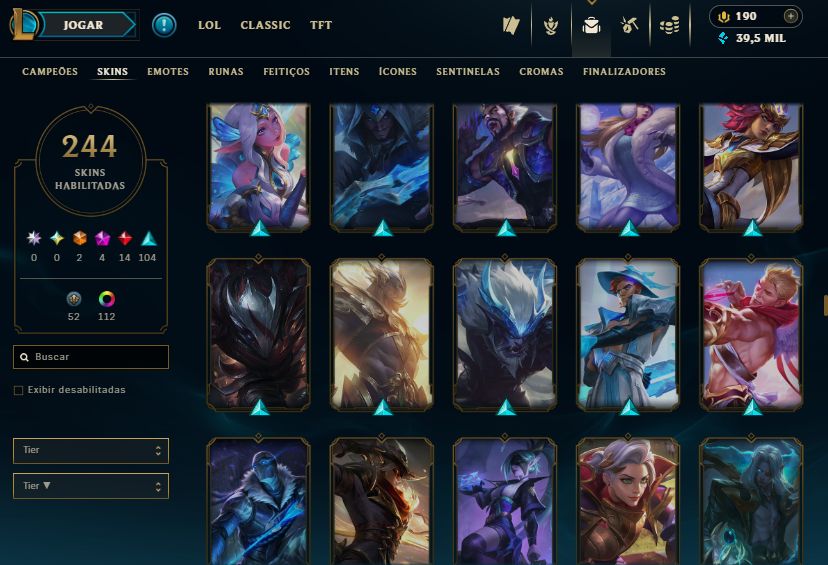 CONTA PLAT III - 244 SKIN - FULL CHAMP + ESPÓLIOS LOTADOS! - 100% SEGURA!