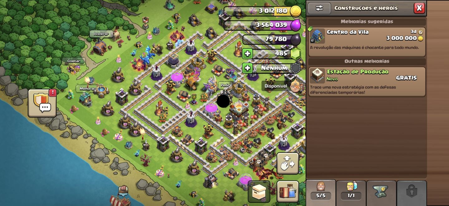 Conta de clash of clã cv11 Full no máximo, cheio de itens mágicos