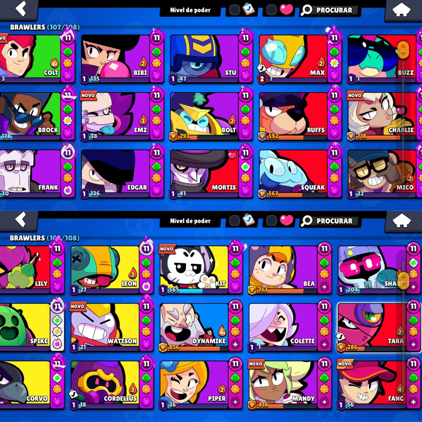 CONTA DE BRAWL STARS 64K DE TROFEUS |107 BRAWLERS |PROMO