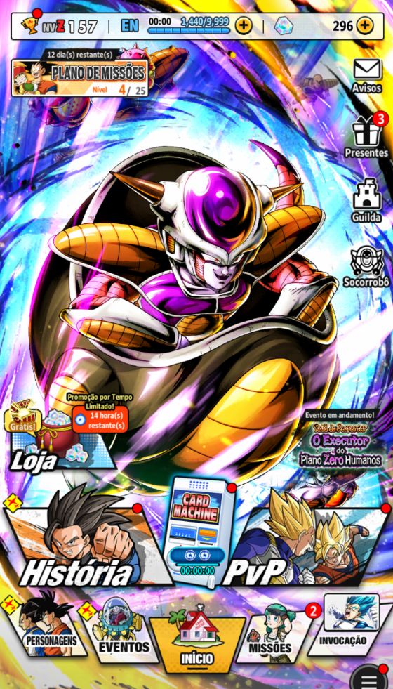 Dragon ball legends, Legend Freeza, Ultra G. Freeza com time formado PvP