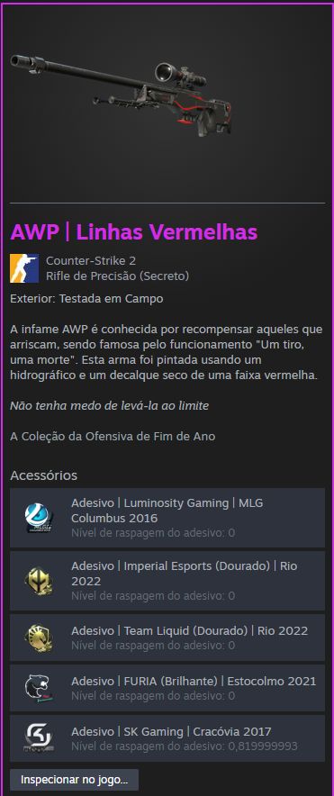 Inventario completo ou skins de cs2