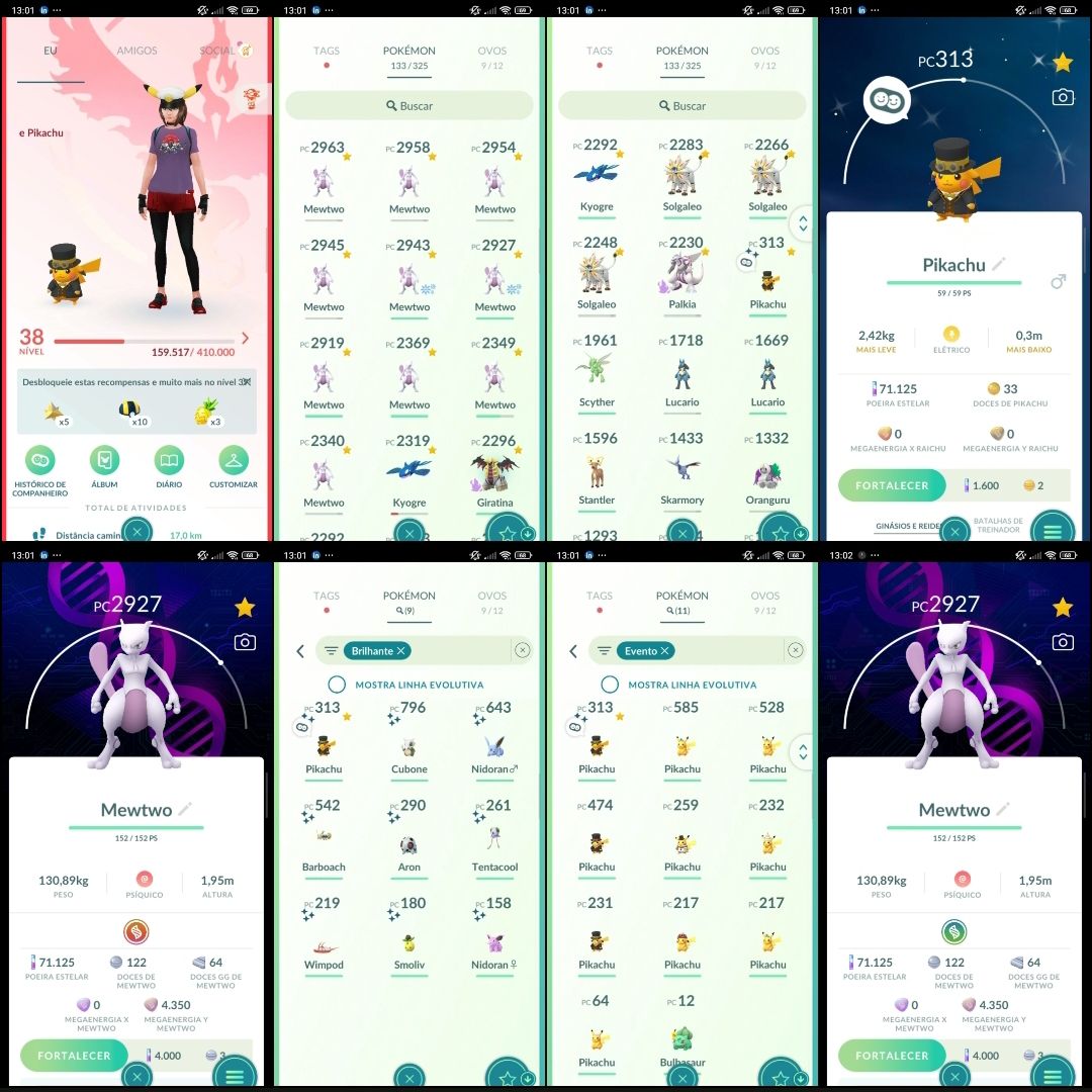 Pokémon GO Lv.38 | 10 Mewtwo | Pikachu Shiny Evento | 9 Shiny Q294