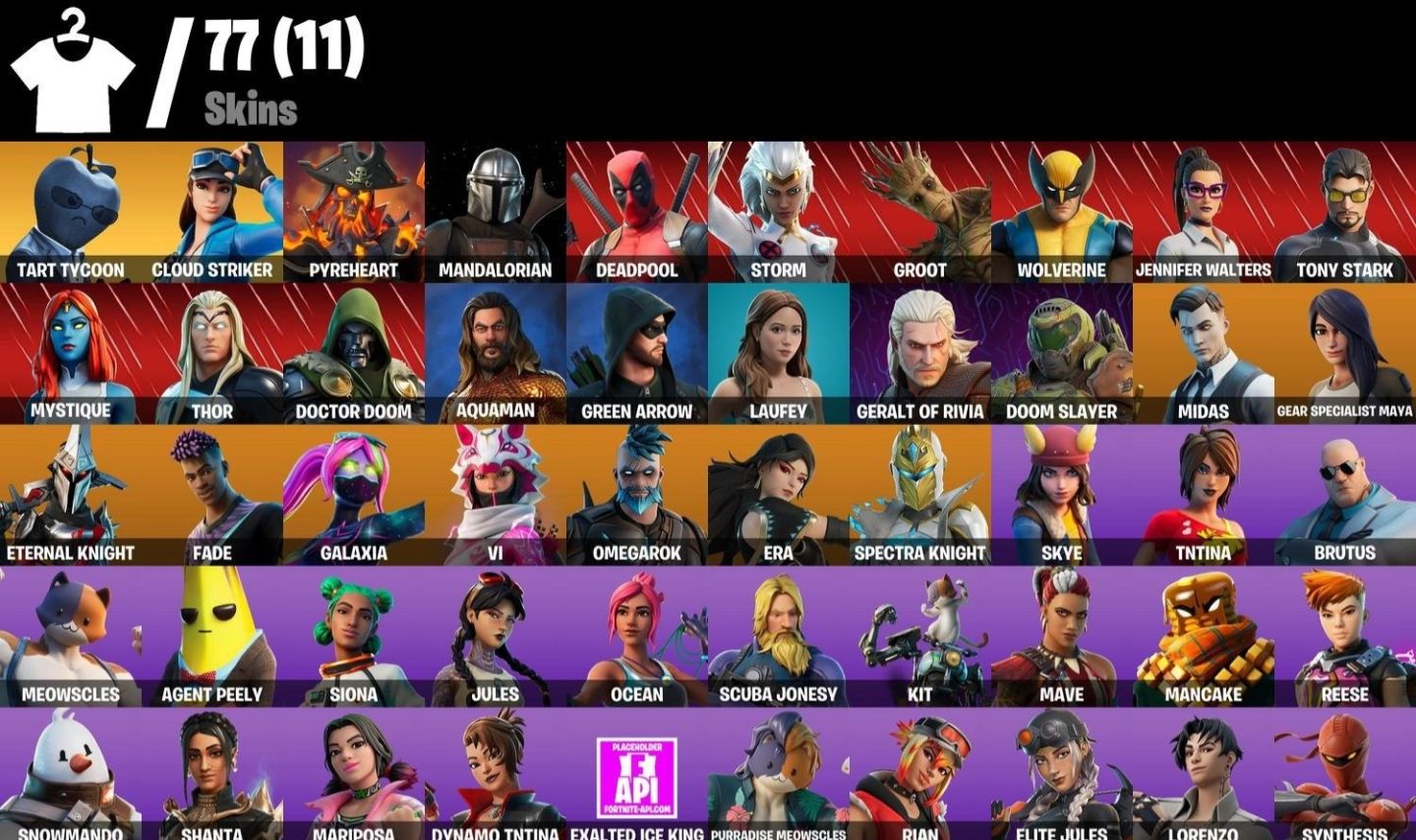 CONTA FORTNITE ANTIGA (C2S1) | PASSE MARVEL COMPLETO + MIDAS + DEADPOOL.