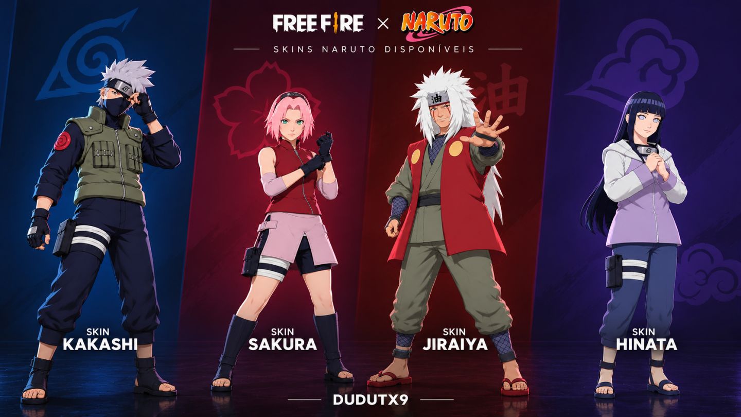 EXCLUSIVO CONTAS DE FREE FIRE COM SKINS DO NARUTO