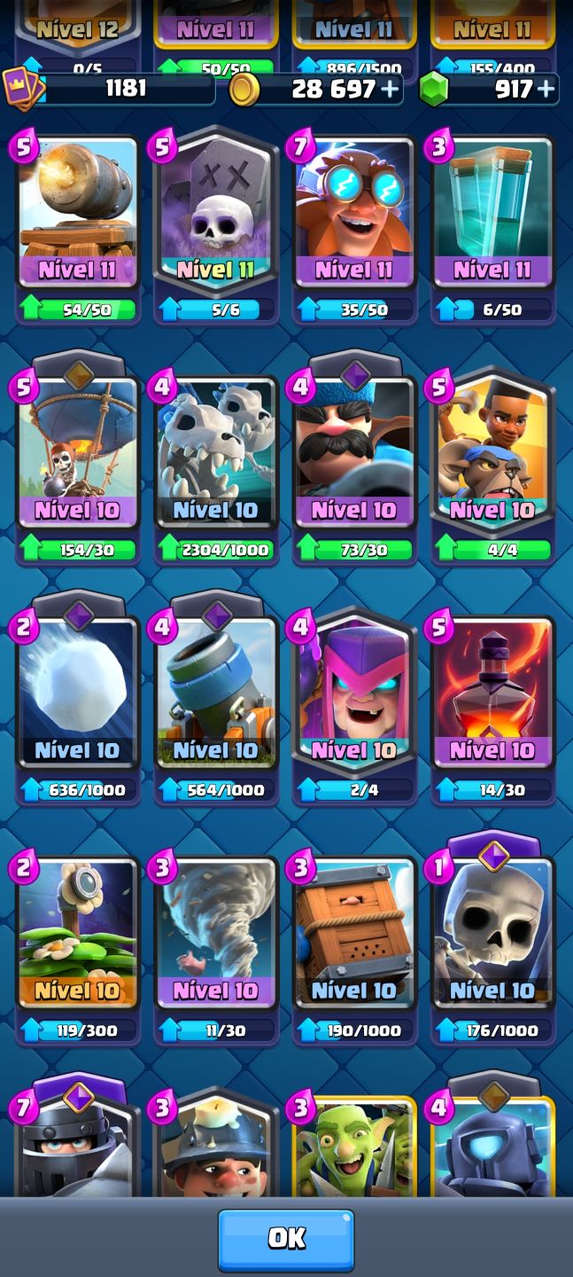 CONTA CLASH ROYALE | 9.476 TROFÉUS | 116/123 CARTAS | 917 GEMAS | 24 EMOTES