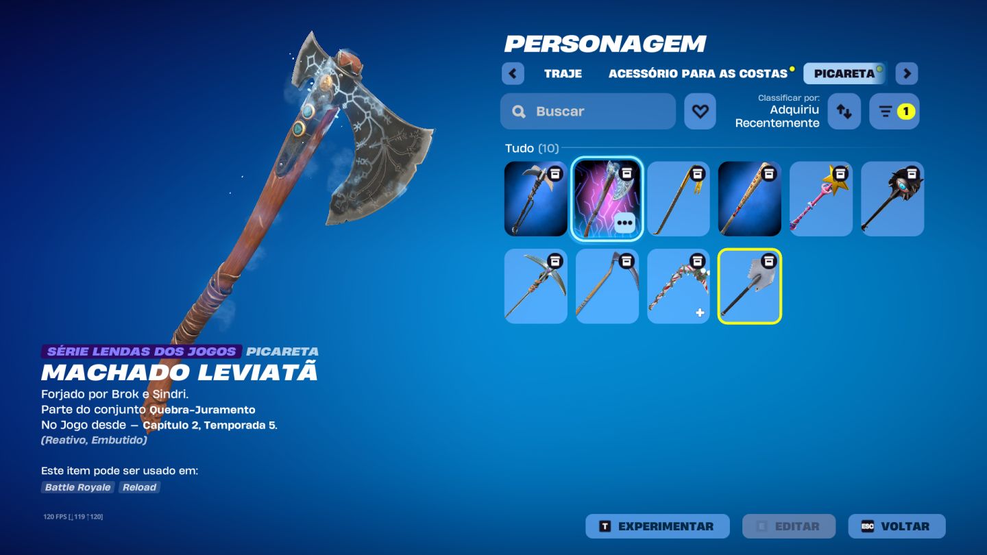 Fortnite 115 Skins, Machado Leviatã, Neymar, Lara Croft e 6 Passes Completos