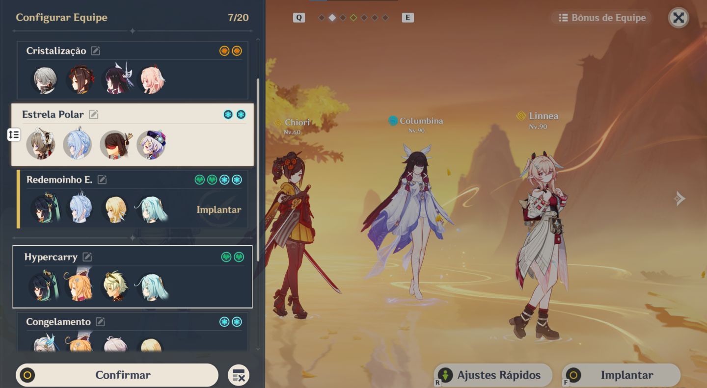 Conta Xianyun C6, Sandrone, Odette, Columbina, Linnea, Neuvillette e muito mais