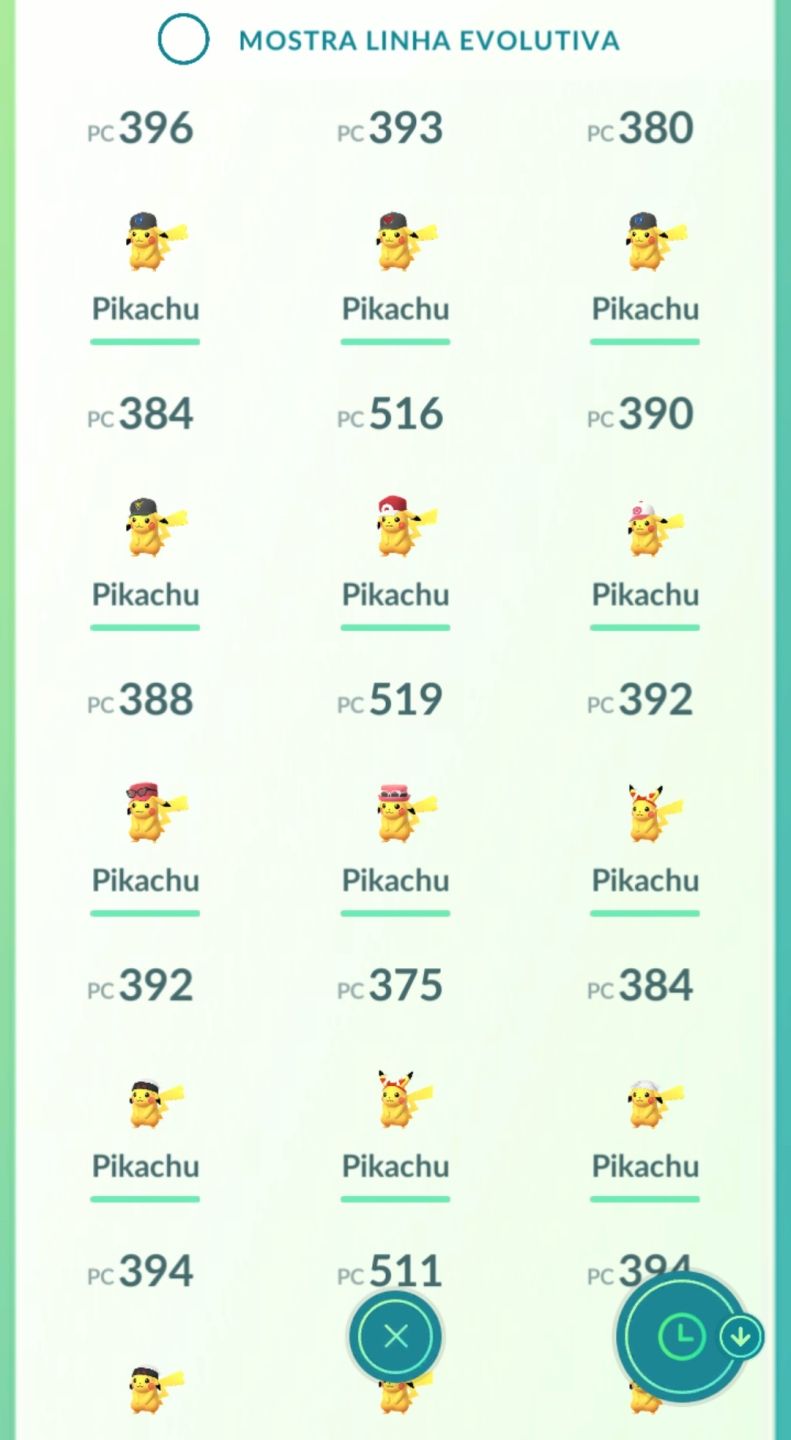 Pikachus/pichu de traje- pokemon go