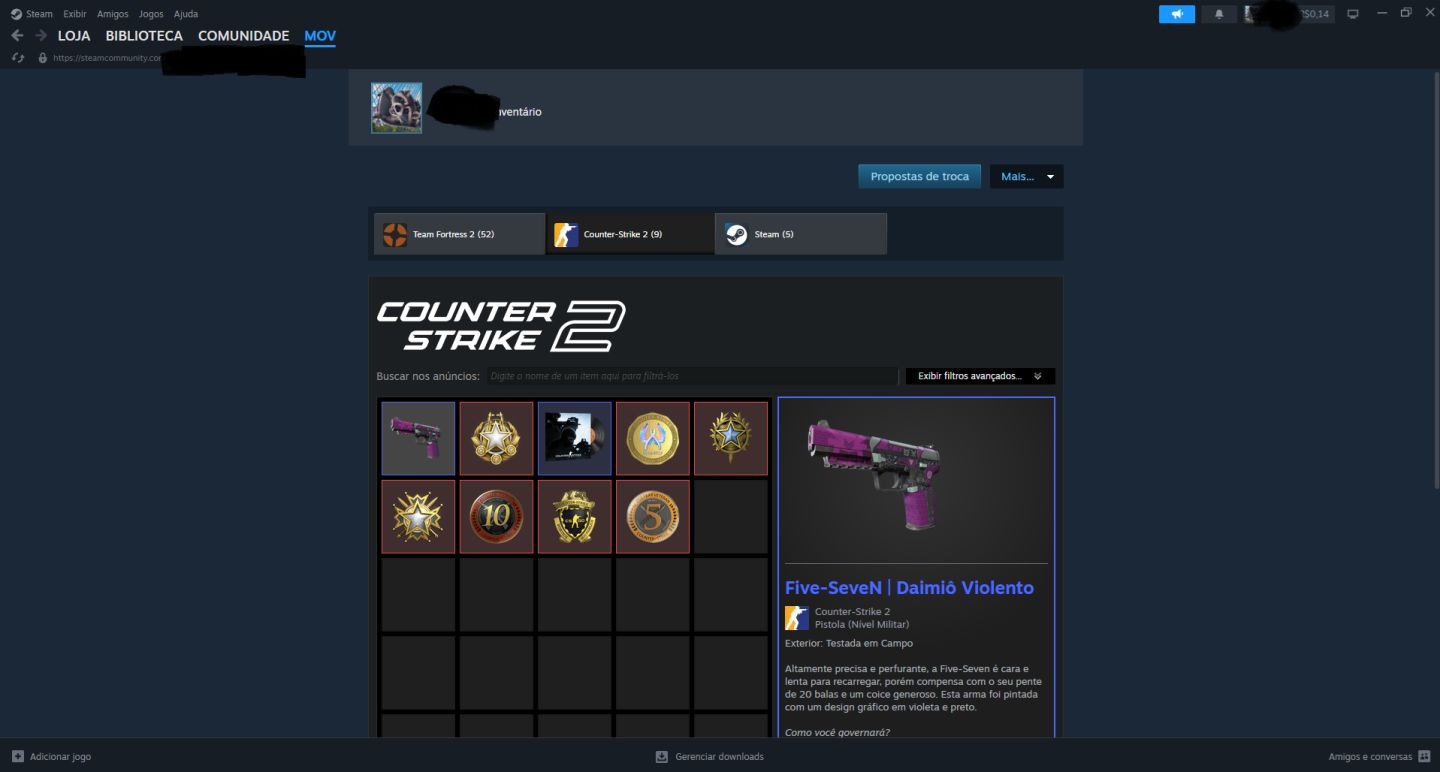 Conta CS2 (Conta steam 21 anos, level 59, Max premier 25k)