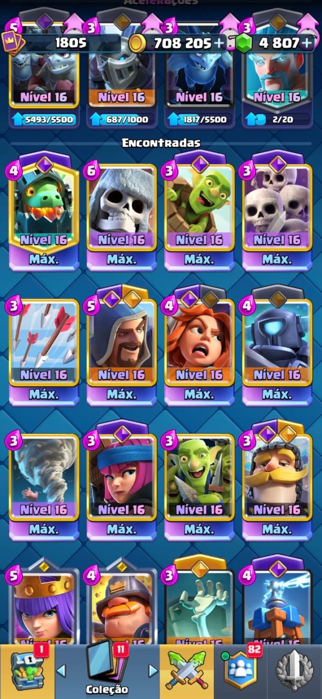 9 ANOS Clash Royale 14K+ Troféus 24 Cartas Nvl 16 560k Pts de Elite Full