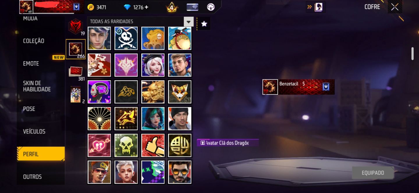 CONTA FREE FIRE NÍVEL 68 | 1.276 DIAMANTES | 400 CAMISAS | LOGIN VK + EMAIL
