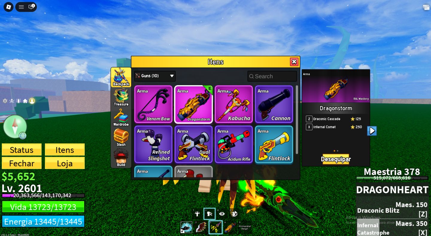 Conta de Blox Fruits Full Com os Melhores equipamentos, Raça Draco e muito mais