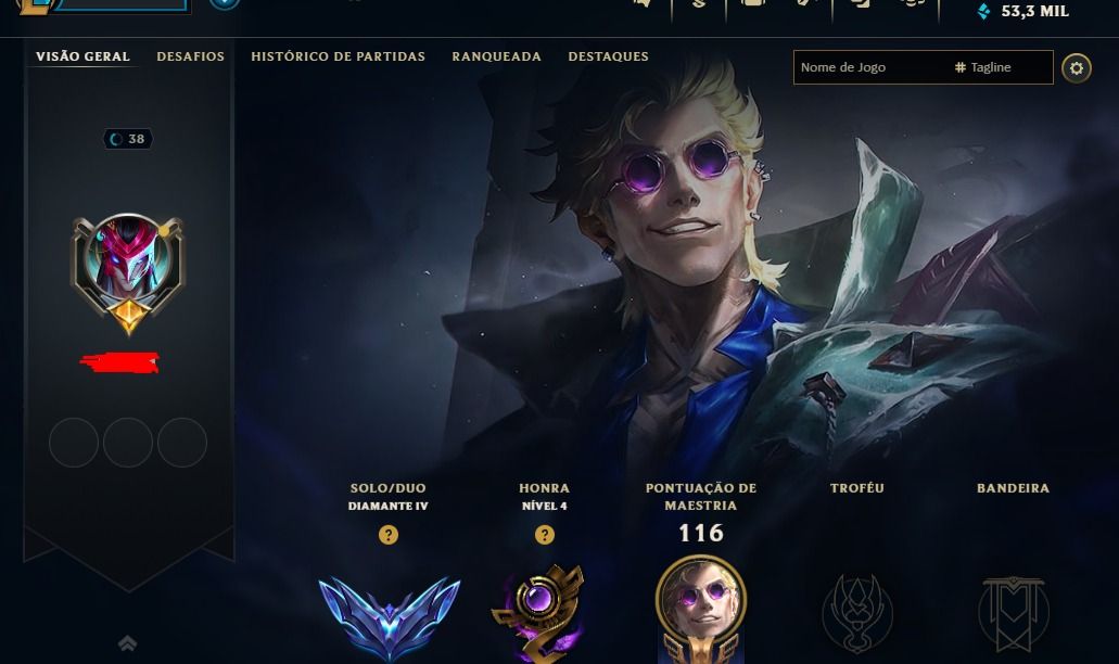 Conta Diamante Winrate Booster (MMR Mestre) - Level 30