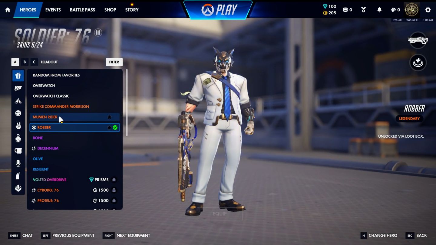 Conta OW com várias skins e prismas