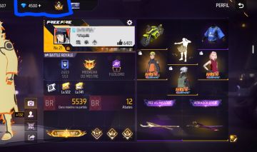 CONTA FREE FIRE | 4.500 DIAMANTES | PRIME 4 | NARUTO + SAKURA + KAKASHI | MESTRE
